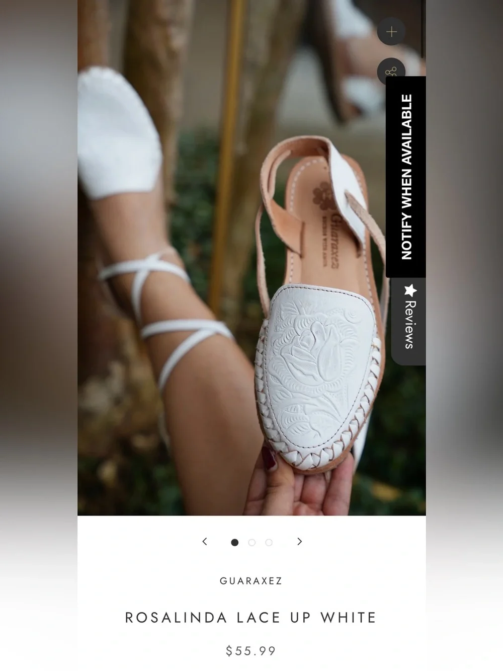 Guaraxez Rosalinda Lace-Up White Leather Flats.